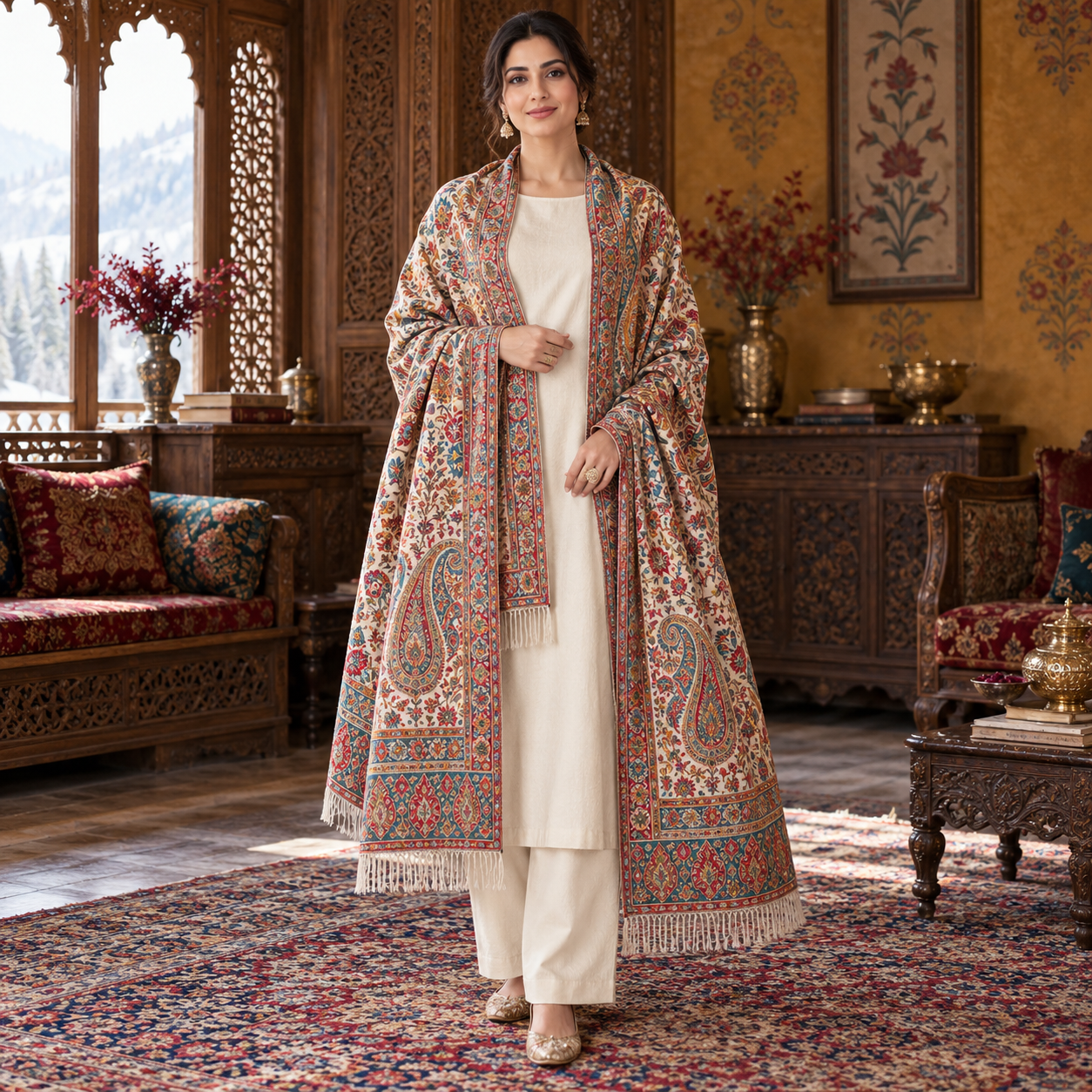 Kashmiri-Inspired Kani Paisley Shawl